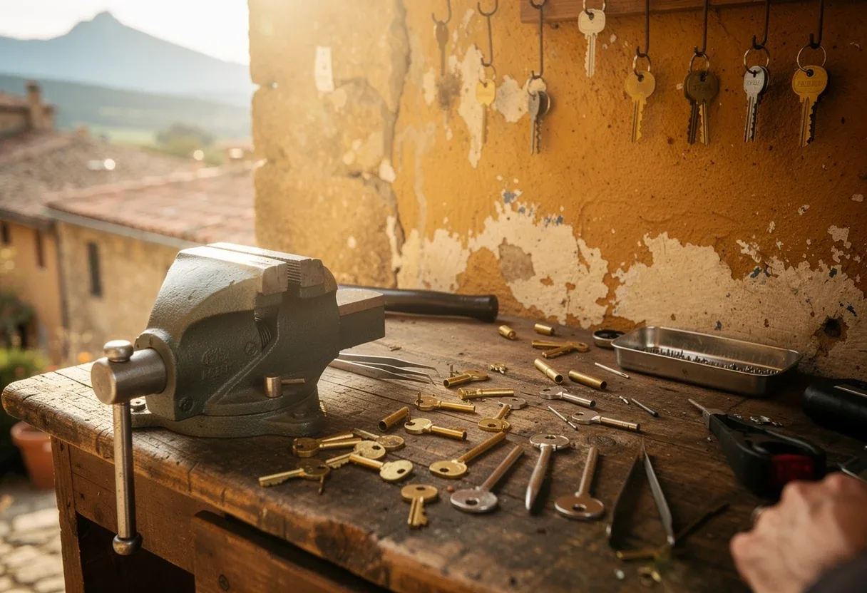 L'établi de l'atelier du serrurier de Perpignan